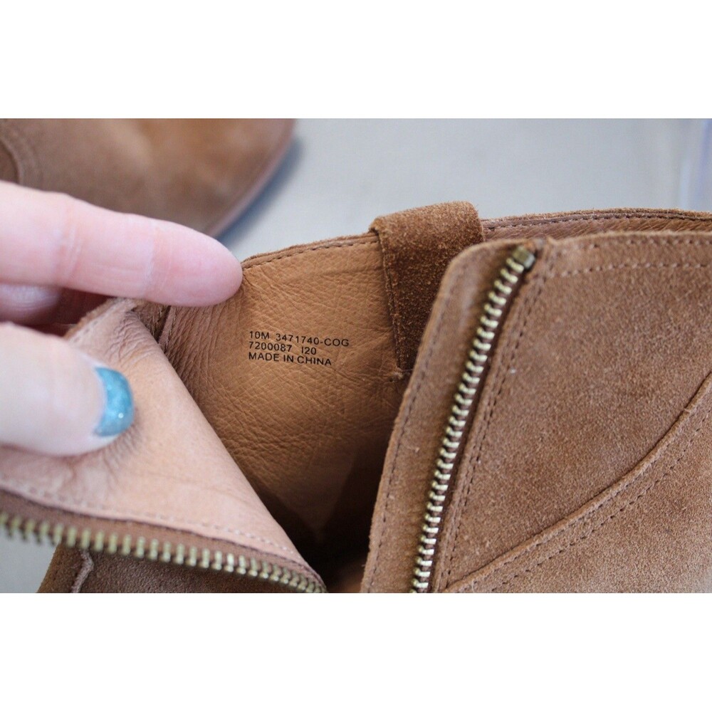 Frye Reina Ankle Booties Womens 10‎ M Brown Suede Western Zip Stacked Heel Boot - Picture 10 of 11
